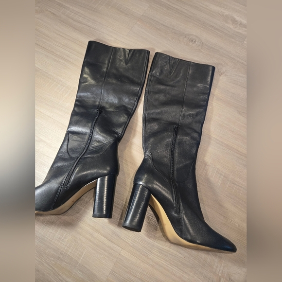Gibson & Latimer Alexis Leather Block Heel Boots Below Knee Sz 9.5 - Picture 4 of 15
